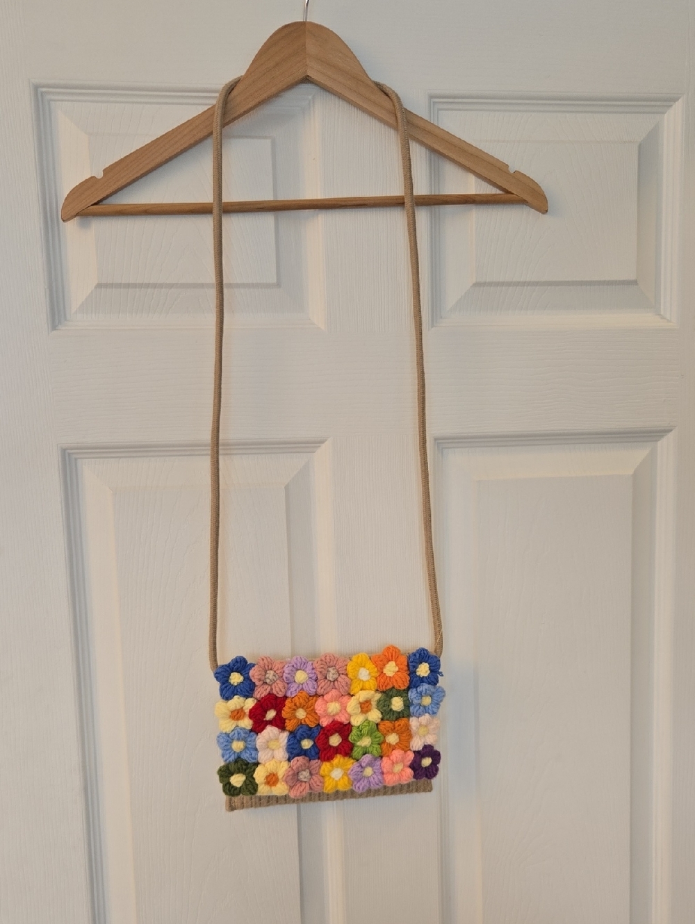 Handmade Multicolor Crochet Flower Crossbody Bag